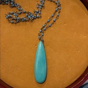Turquoise and gold teardrop necklace